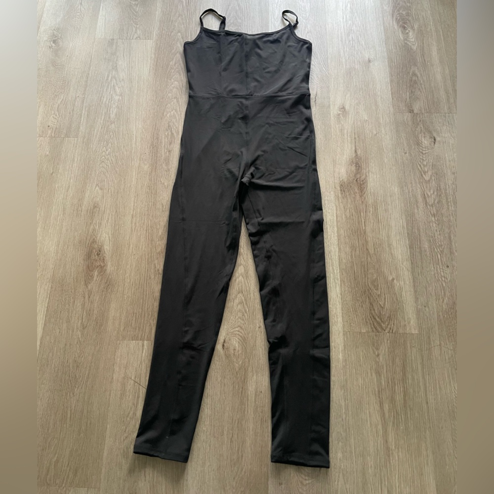 francescas yummi black square neck one piece jumpsuit workout leggings medium